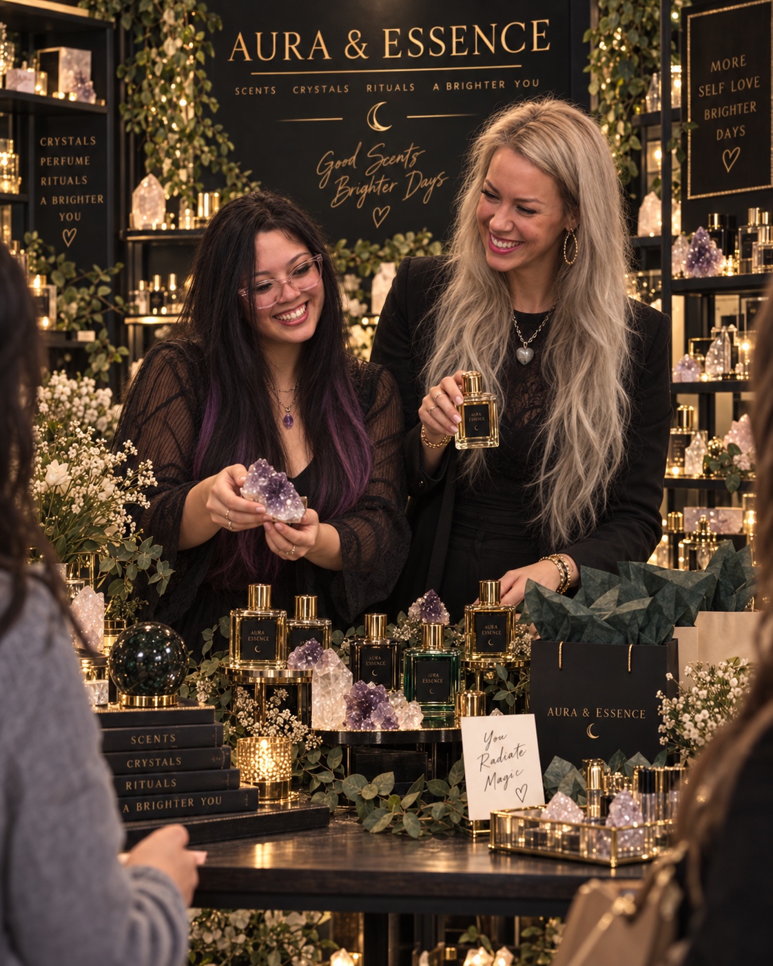 Kelly and Coleen at their boutique table